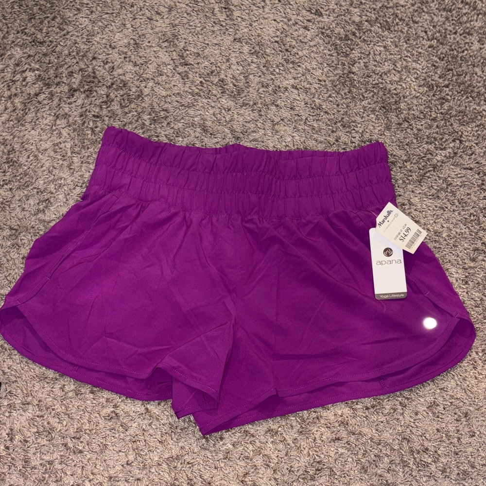 Apana Vibrant Purple Athletic Running Shorts with Elastic Waist